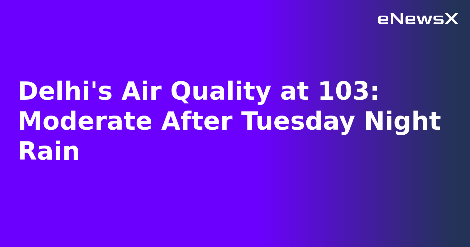 Delhi's Air Quality at 103: Moderate After Tuesday Night Rain