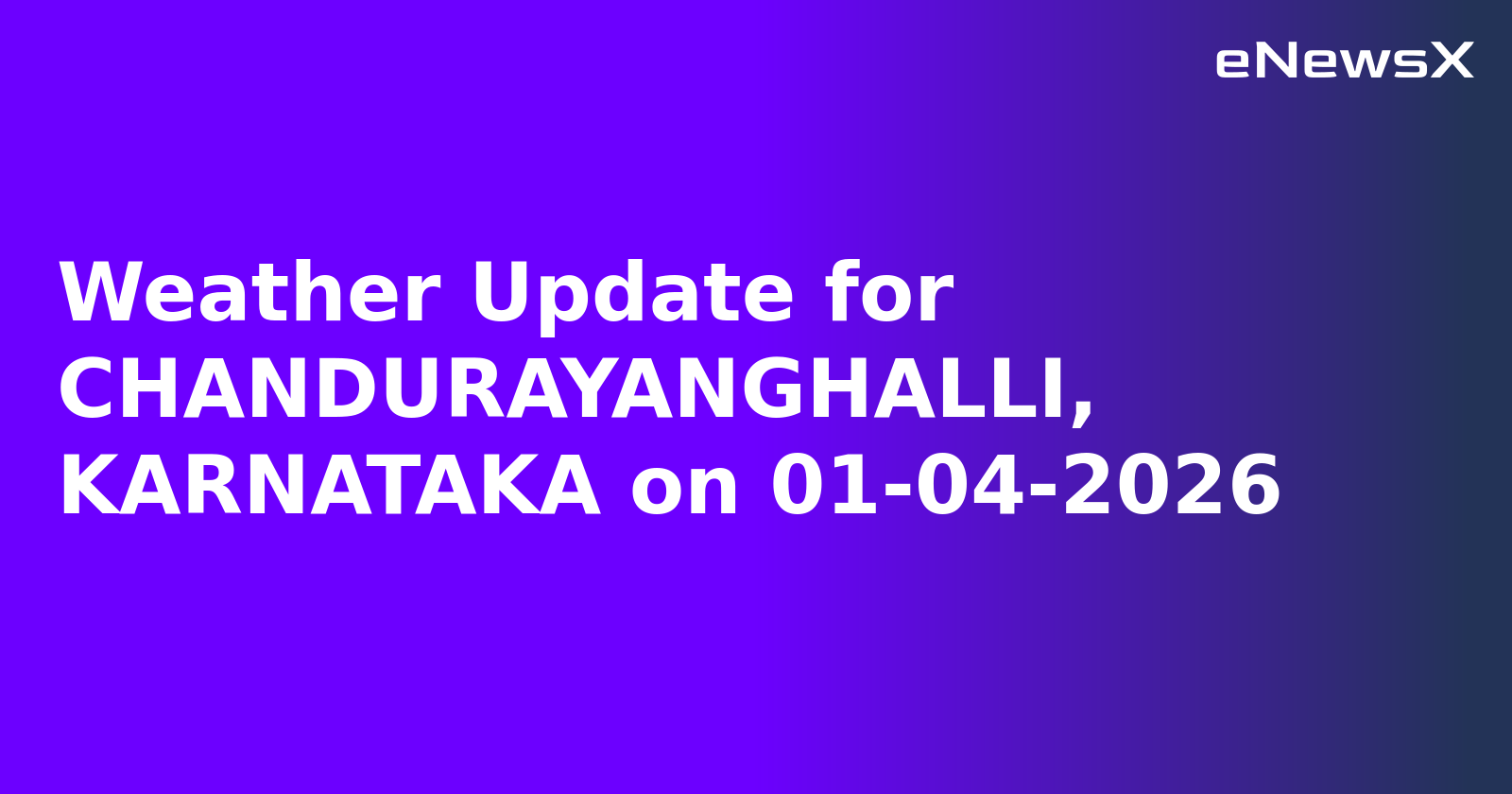 Weather Update for CHANDURAYANGHALLI, KARNATAKA on 01-04-2026