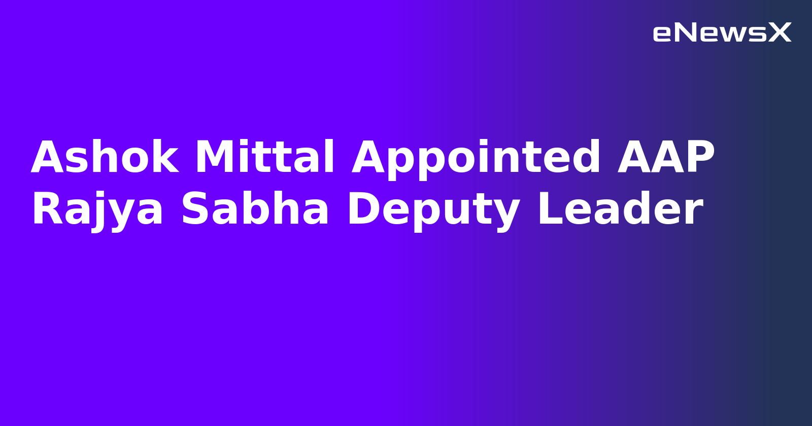 Ashok Mittal Appointed AAP Rajya Sabha Deputy Leader