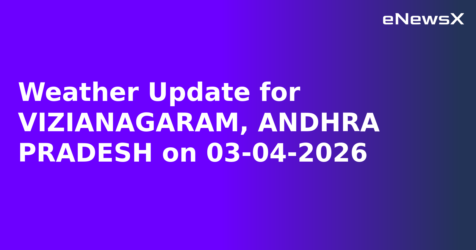 Weather Update for VIZIANAGARAM, ANDHRA PRADESH on 03-04-2026