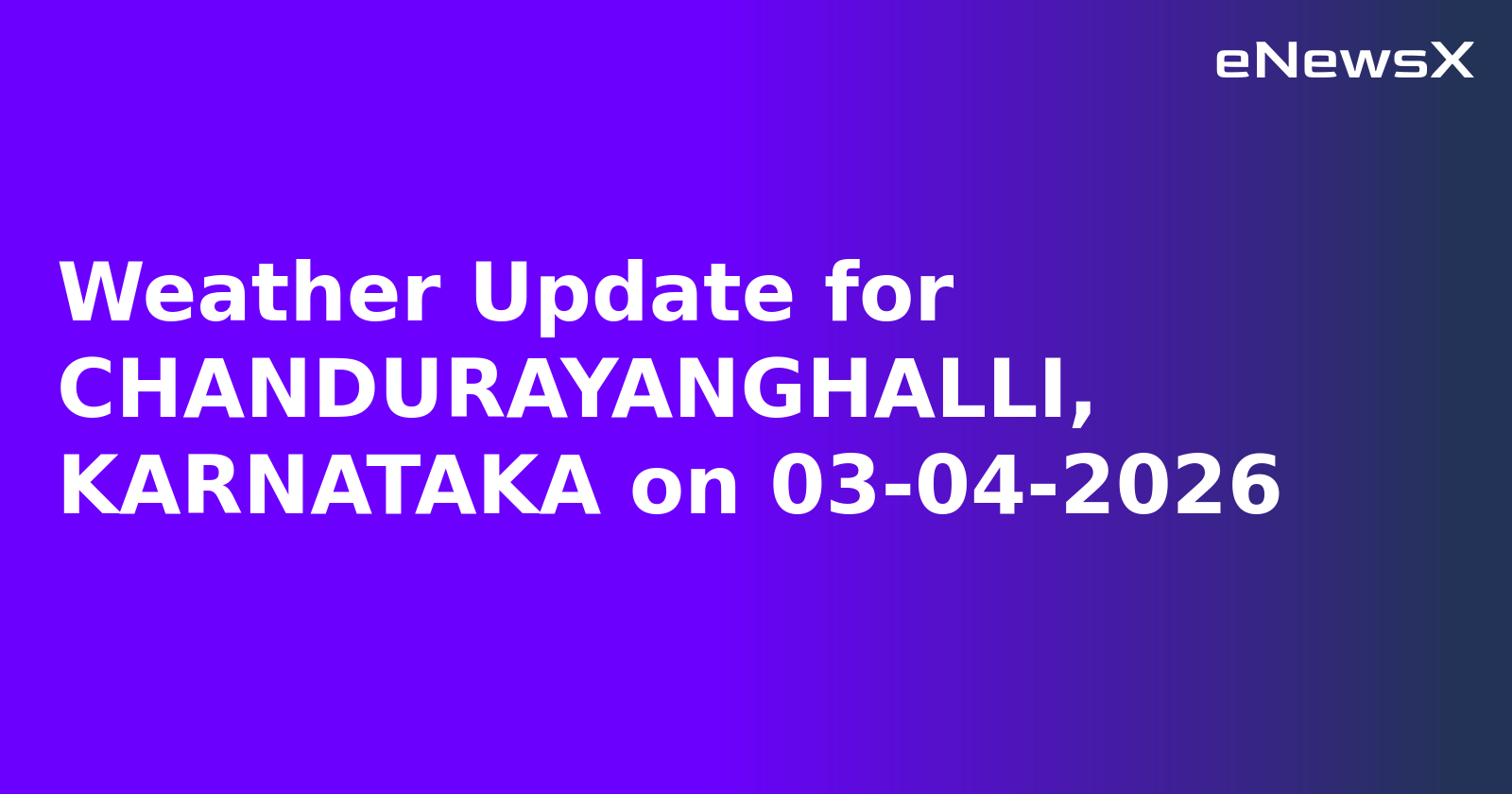 Weather Update for CHANDURAYANGHALLI, KARNATAKA on 03-04-2026