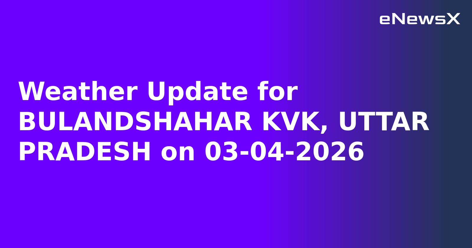 Weather Update for BULANDSHAHAR KVK, UTTAR PRADESH on 03-04-2026