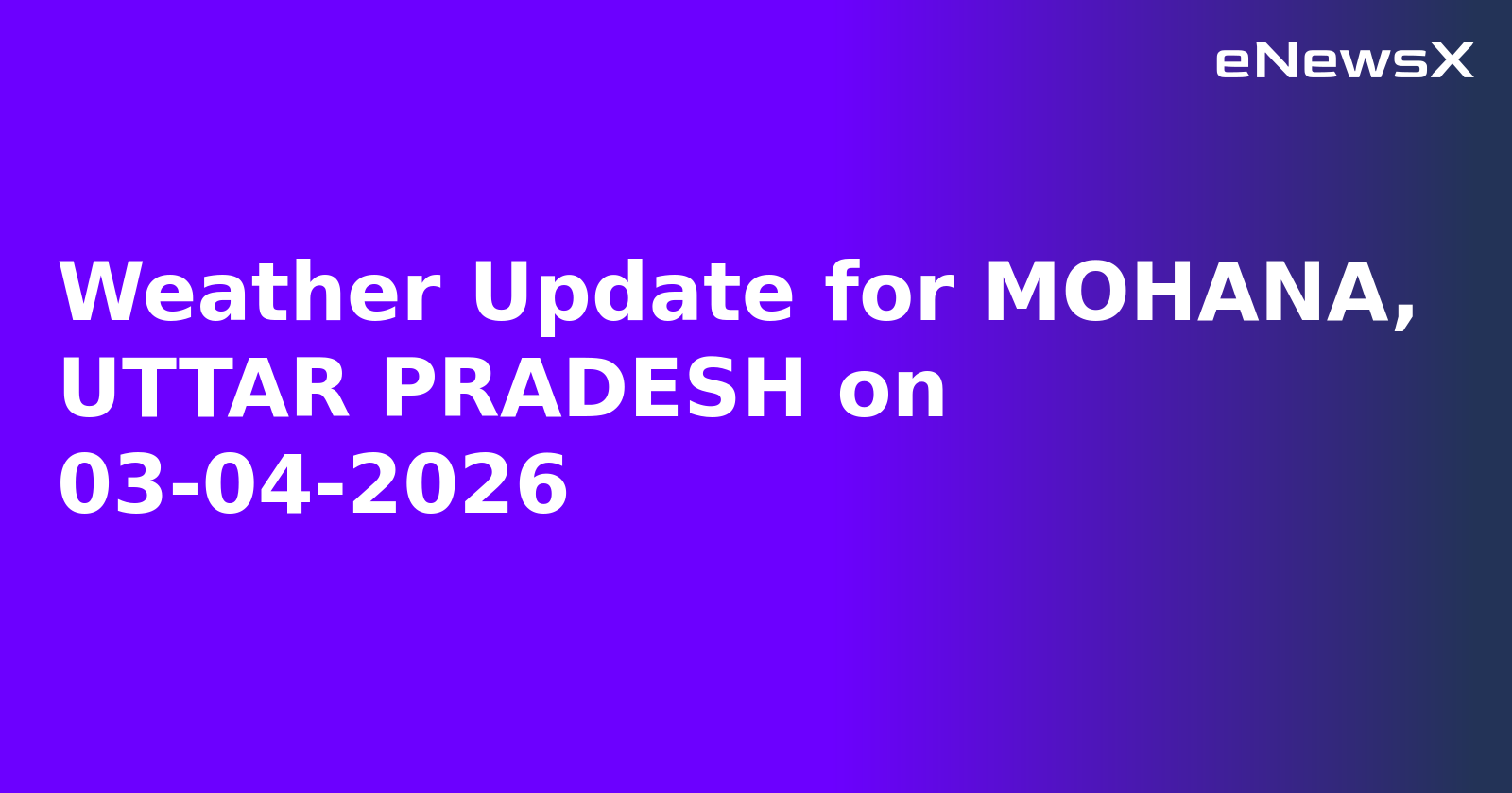 Weather Update for MOHANA, UTTAR PRADESH on 03-04-2026