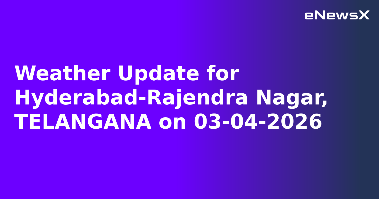 Weather Update for Hyderabad-Rajendra Nagar, TELANGANA on 03-04-2026