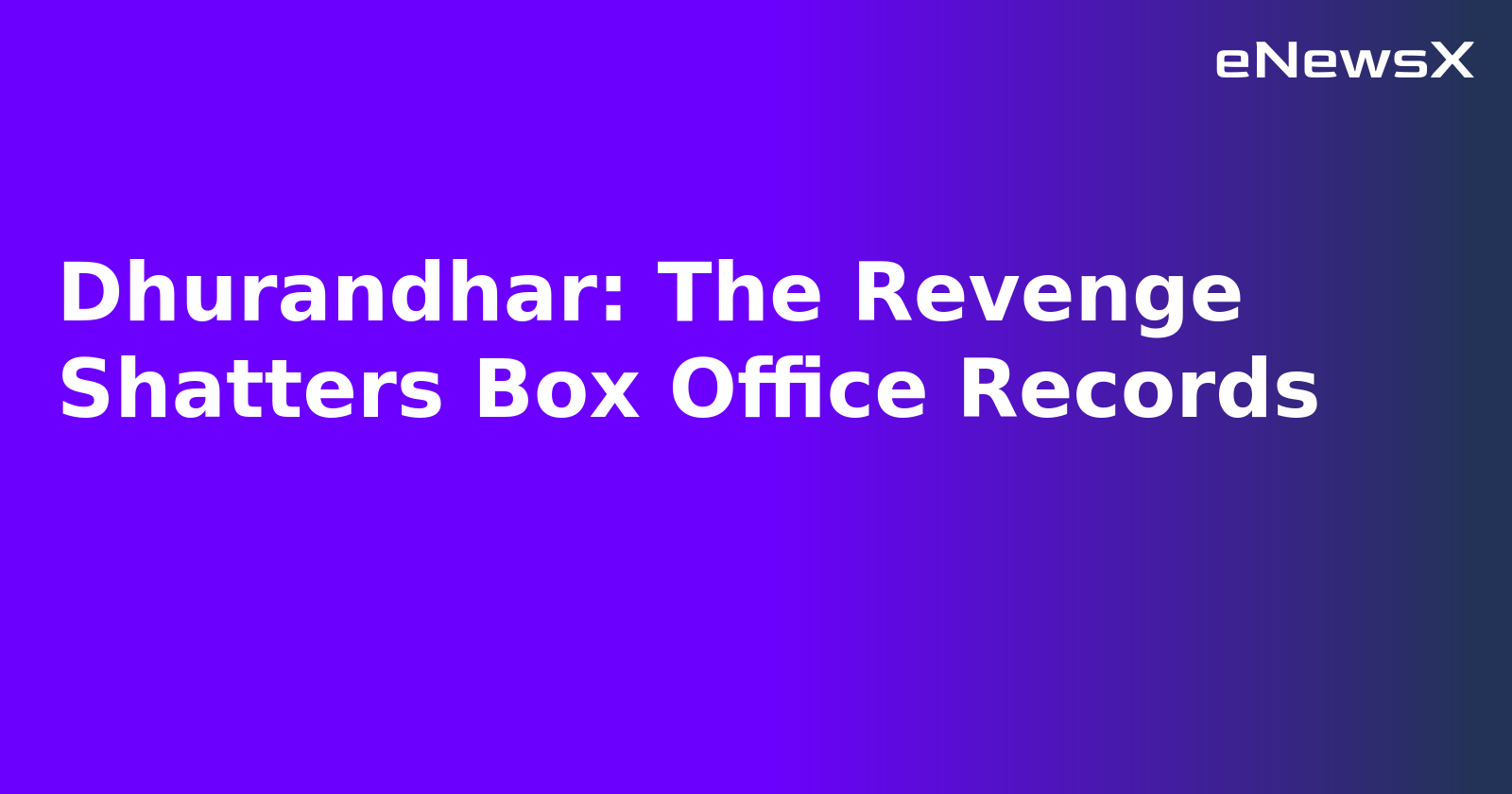 Dhurandhar: The Revenge Shatters Box Office Records