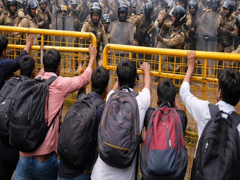 University of Rajasthan Campus Under Security Amidst Protests.webp