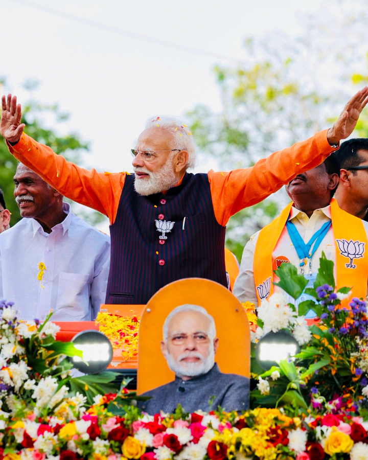 Modi Holds Roadshow in Puducherry Ahead of Elections