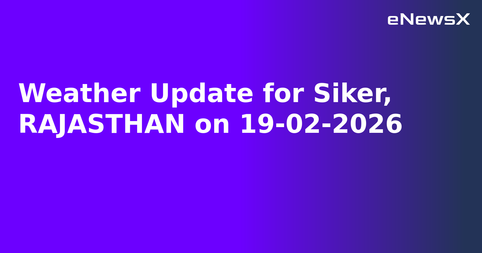 Weather Update for Siker, RAJASTHAN on 19-02-2026