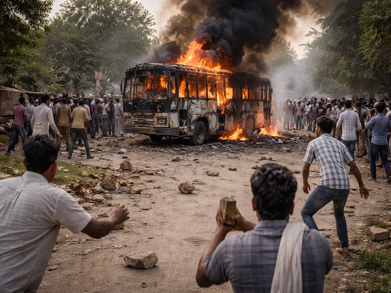 Jodhpur Bus Crash Claims Life, Mob Reacts.webp