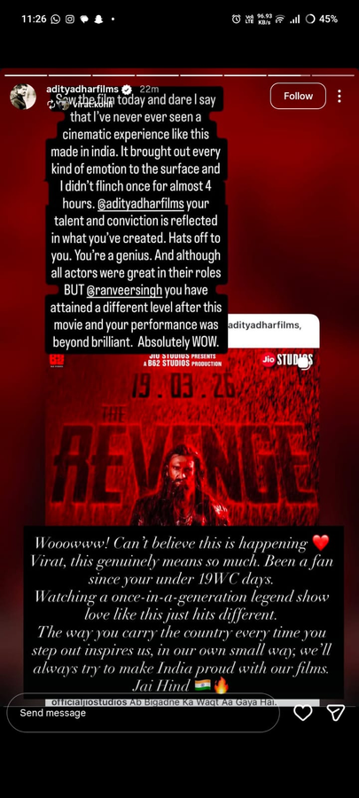 Virat Kohli Calls 'Dhurandhar' a 'Cinematic Experience'.webp