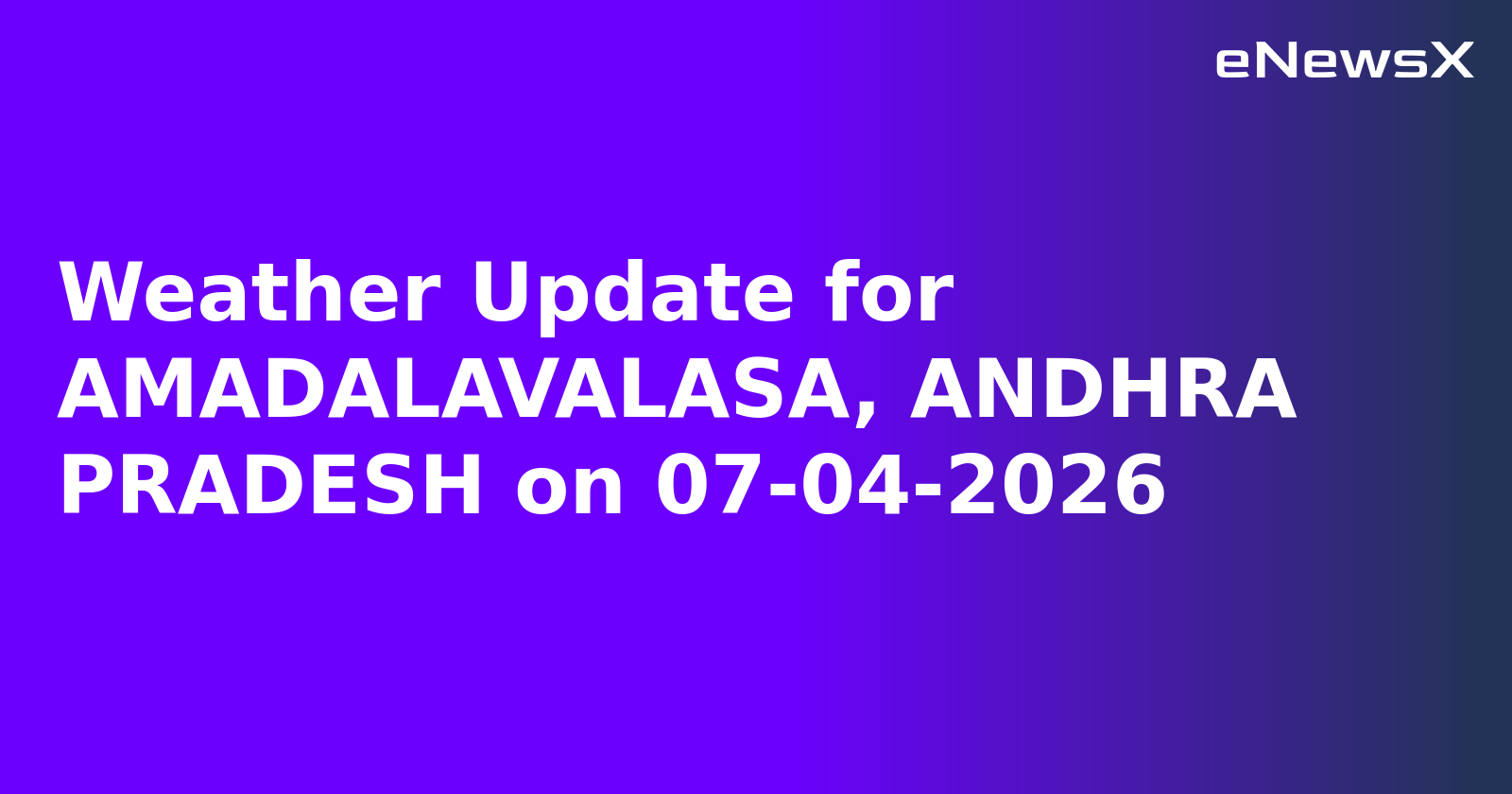 Weather Update for AMADALAVALASA, ANDHRA PRADESH on 07-04-2026