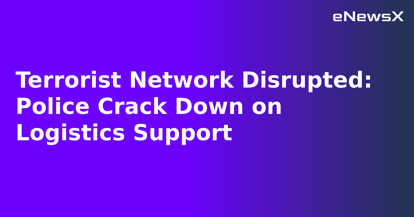 Terrorist Network Disrupted: Police Crack Down on Logistics Support