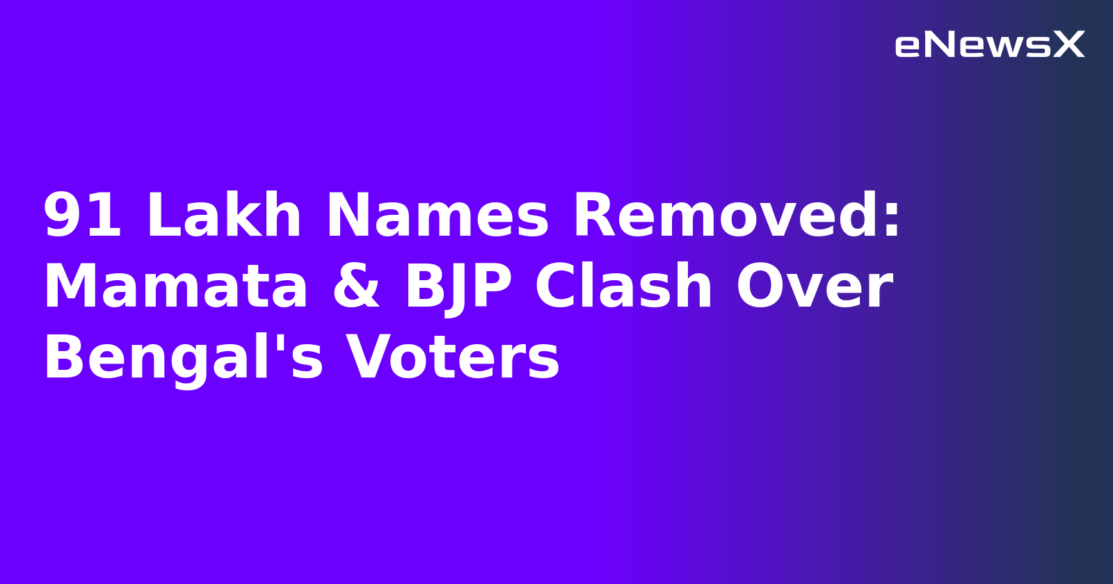 91 Lakh Names Removed: Mamata & BJP Clash Over Bengal's Voters