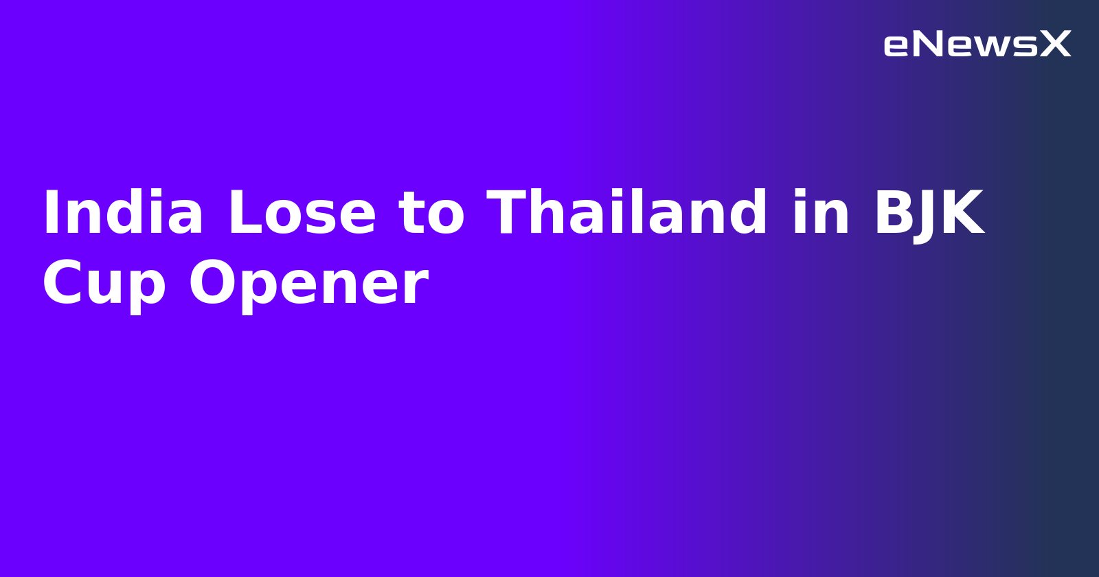 India Lose to Thailand in BJK Cup Opener