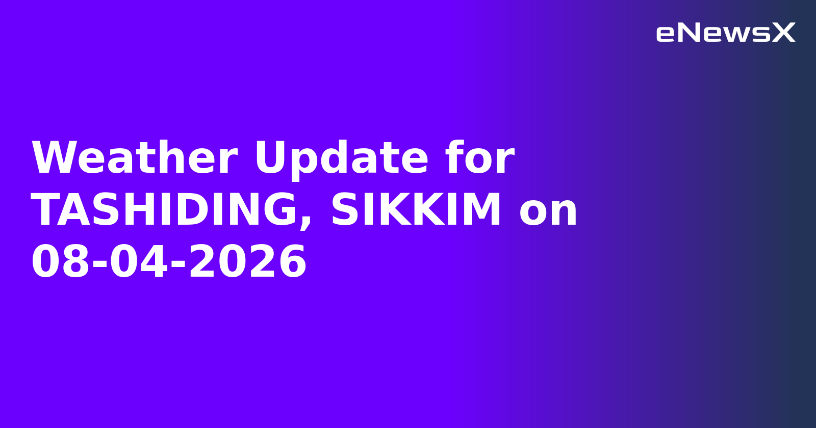 Weather Update for TASHIDING, SIKKIM on 08-04-2026