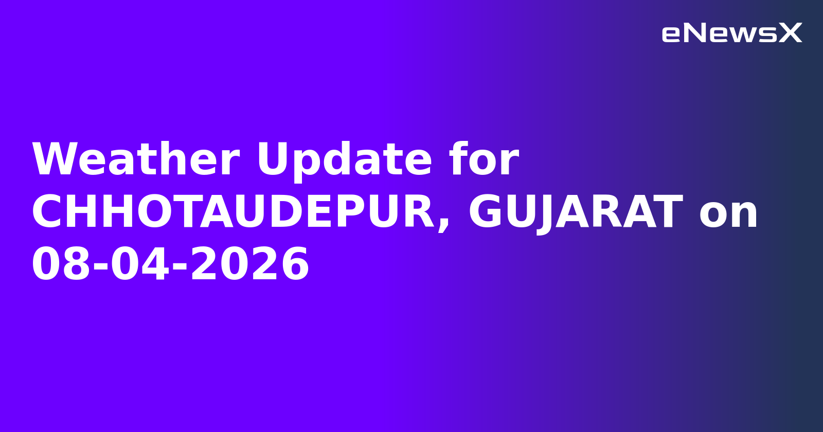 Weather Update for CHHOTAUDEPUR, GUJARAT on 08-04-2026