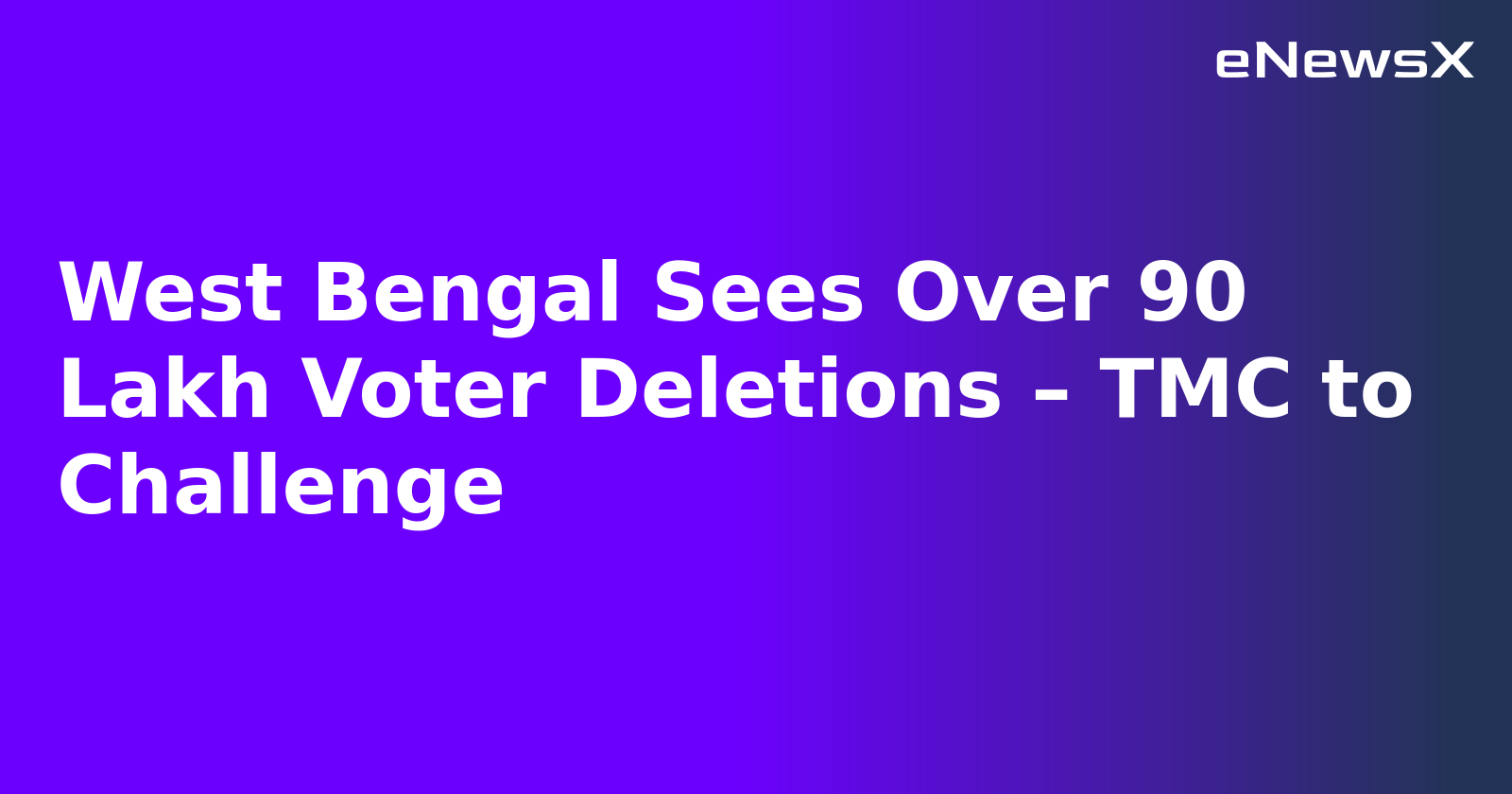 West Bengal Sees Over 90 Lakh Voter Deletions – TMC to Challenge