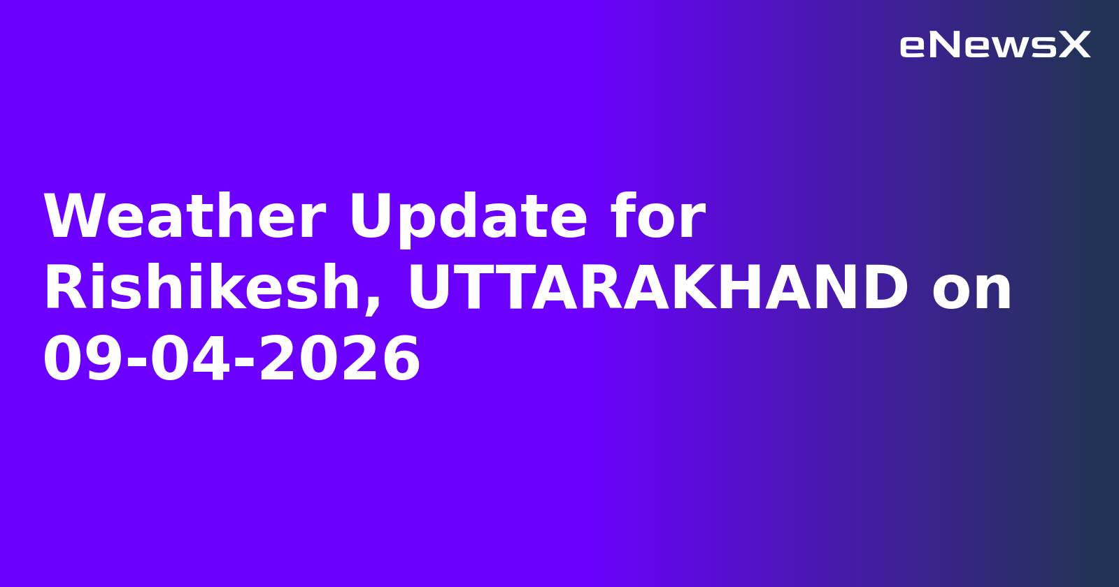 Weather Update for Rishikesh, UTTARAKHAND on 09-04-2026