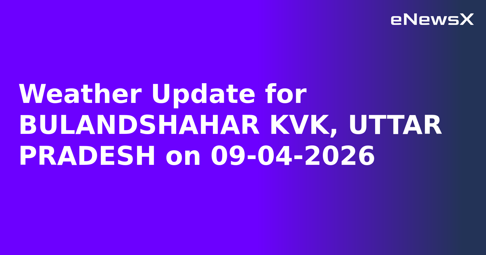 Weather Update for BULANDSHAHAR KVK, UTTAR PRADESH on 09-04-2026