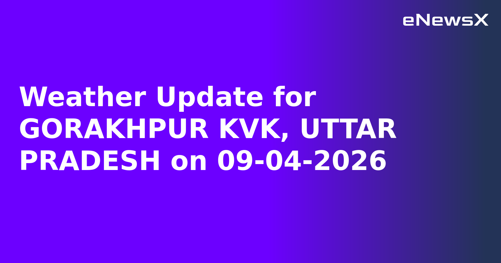 Weather Update for GORAKHPUR KVK, UTTAR PRADESH on 09-04-2026