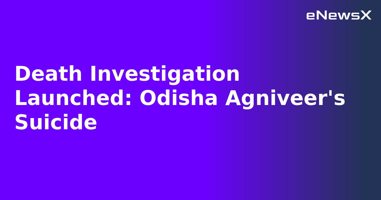 Death Investigation Launched: Odisha Agniveer's Suicide.webp
