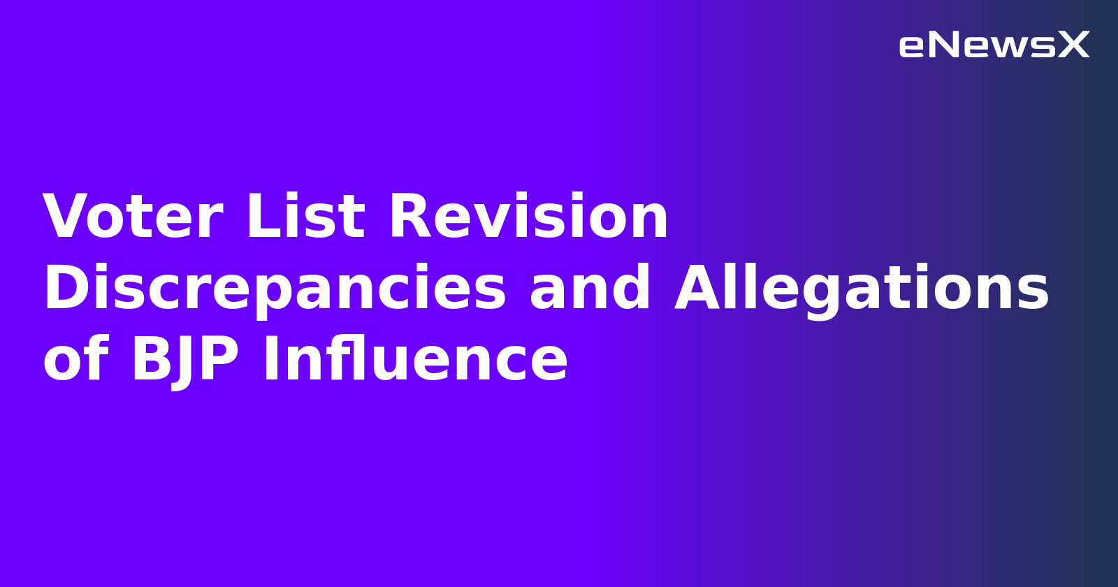 Voter List Revision Discrepancies and Allegations of BJP Influence