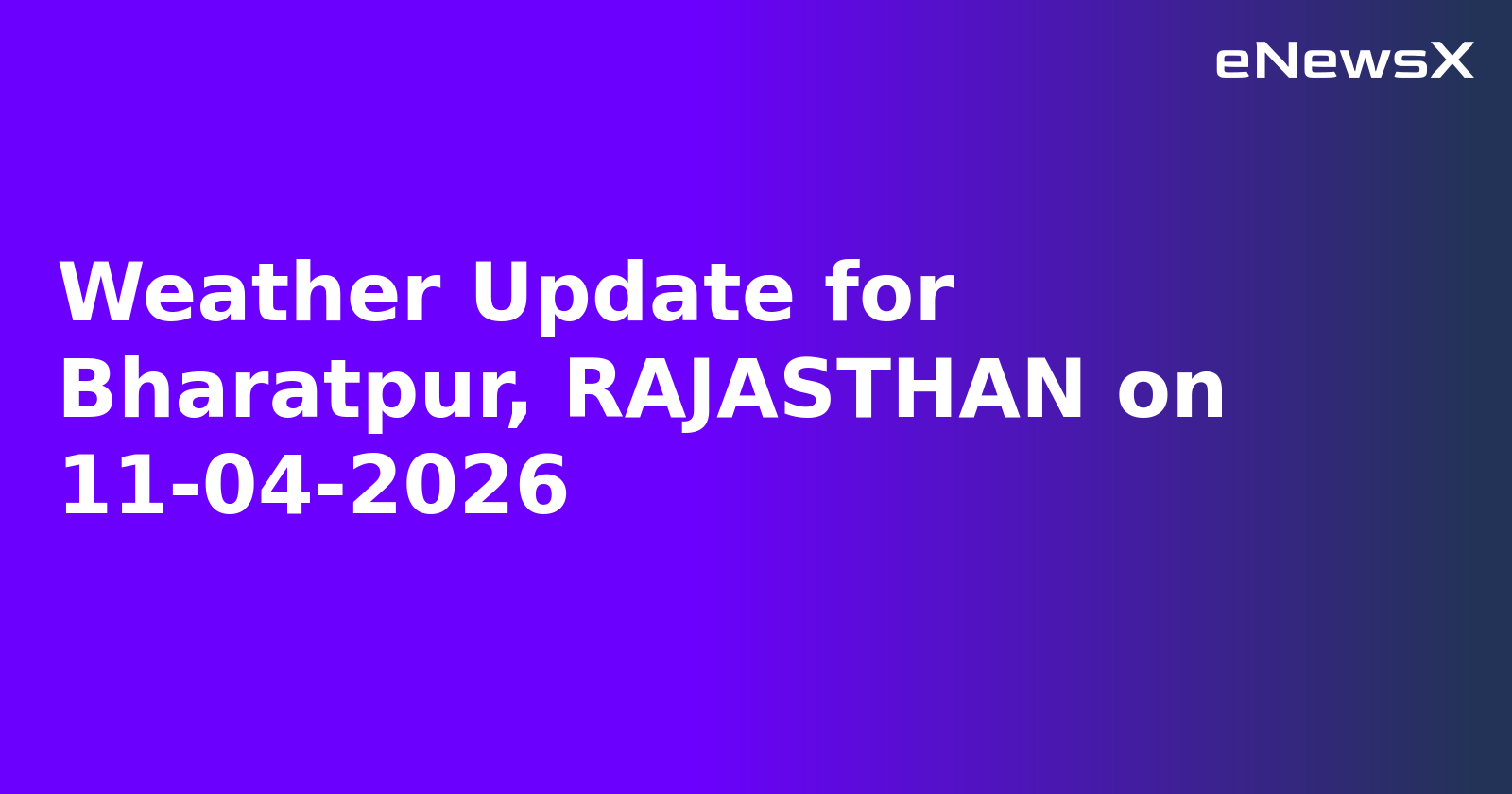 Weather Update for Bharatpur, RAJASTHAN on 11-04-2026