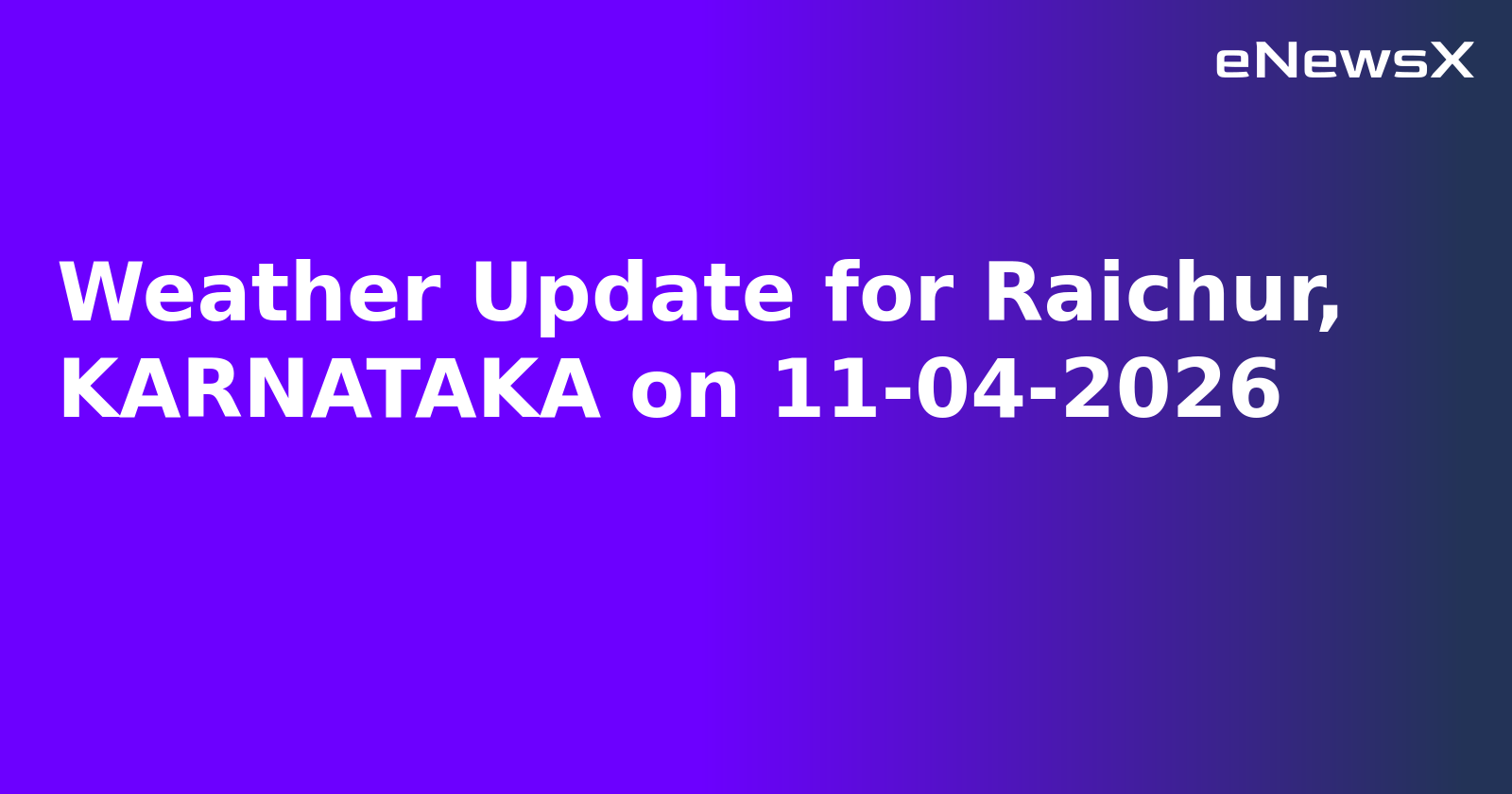 Weather Update for Raichur, KARNATAKA on 11-04-2026