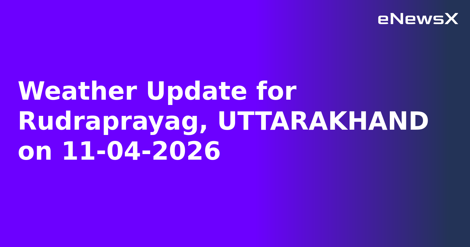 Weather Update for Rudraprayag, UTTARAKHAND on 11-04-2026