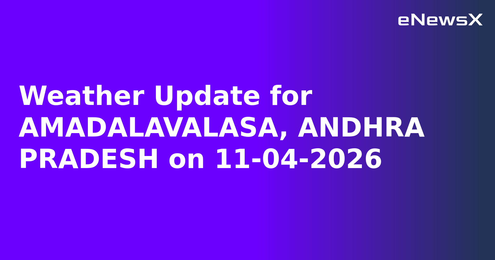 Weather Update for AMADALAVALASA, ANDHRA PRADESH on 11-04-2026