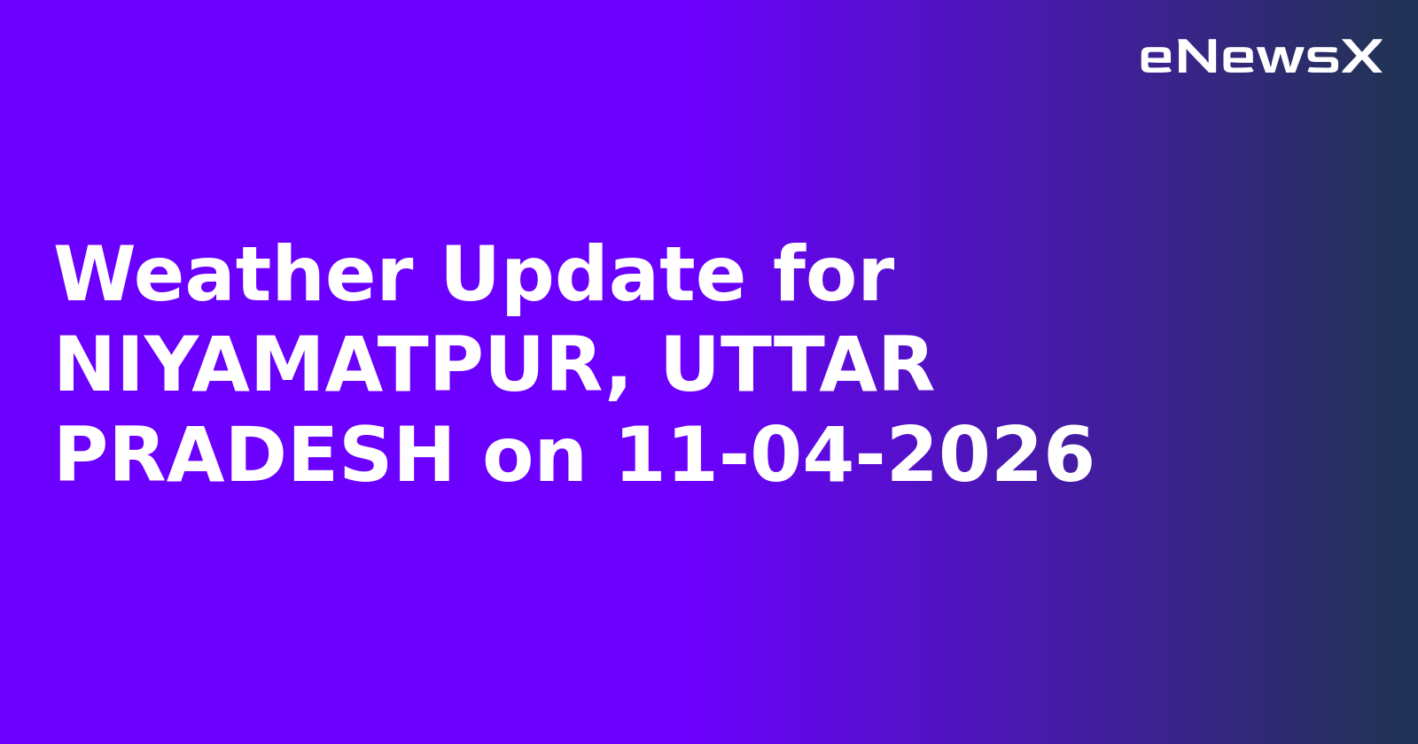 Weather Update for NIYAMATPUR, UTTAR PRADESH on 11-04-2026