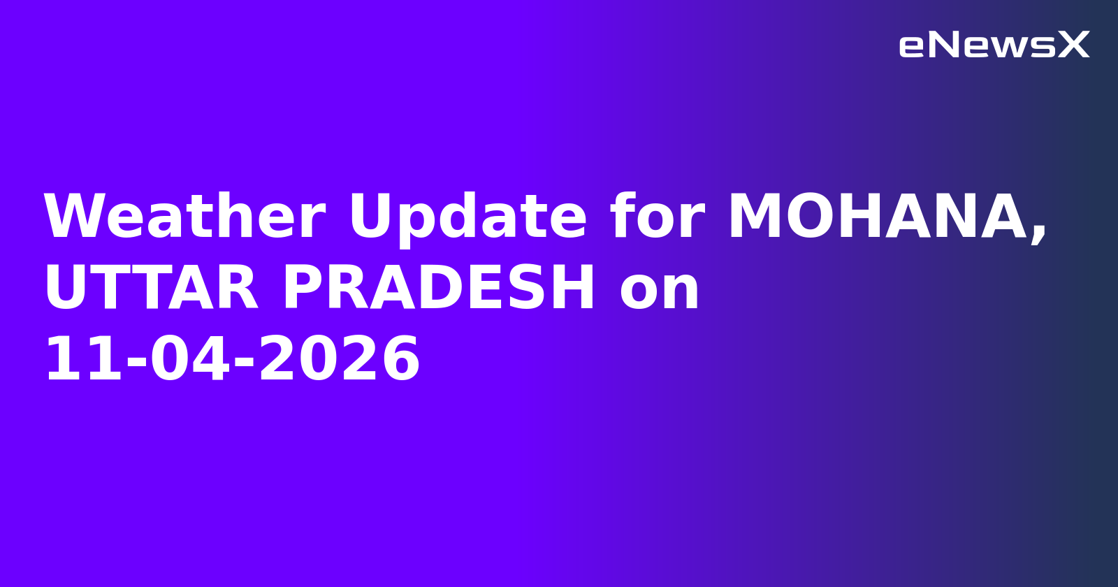 Weather Update for MOHANA, UTTAR PRADESH on 11-04-2026