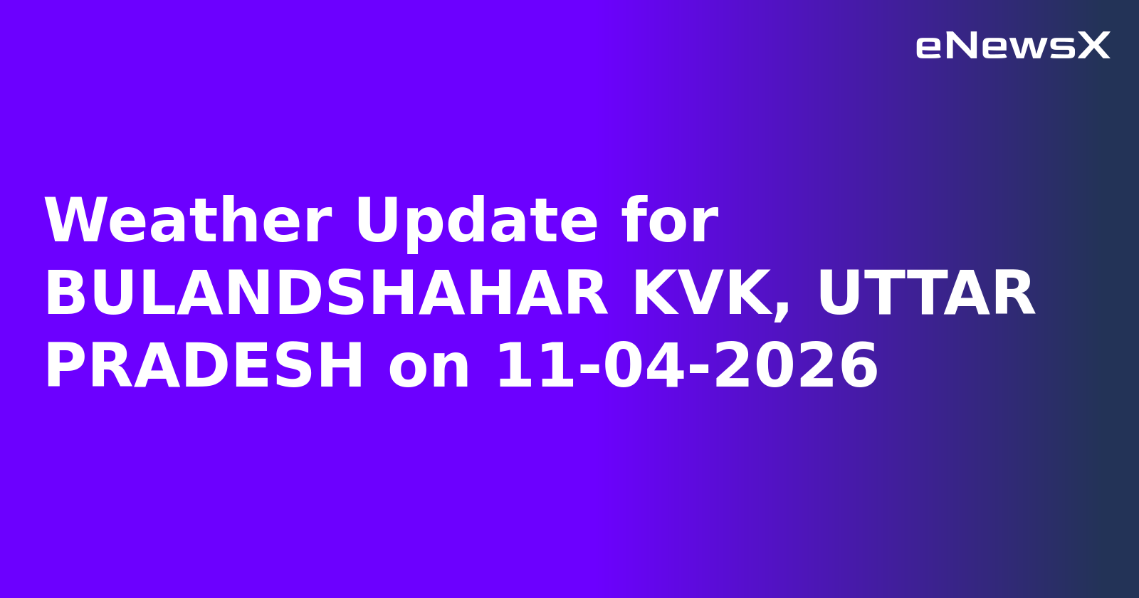 Weather Update for BULANDSHAHAR KVK, UTTAR PRADESH on 11-04-2026