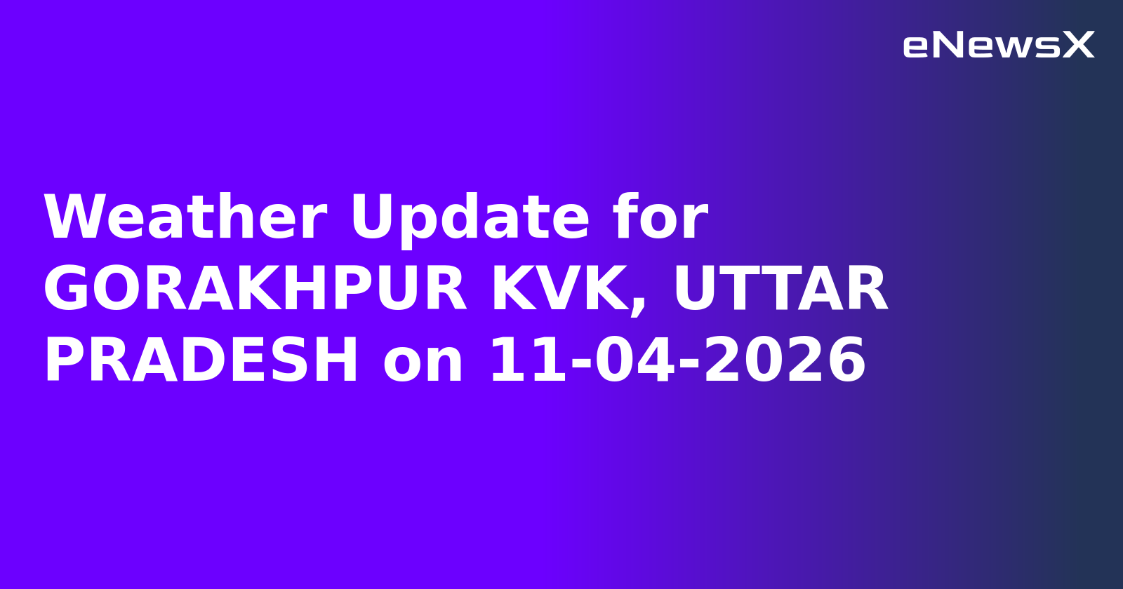 Weather Update for GORAKHPUR KVK, UTTAR PRADESH on 11-04-2026