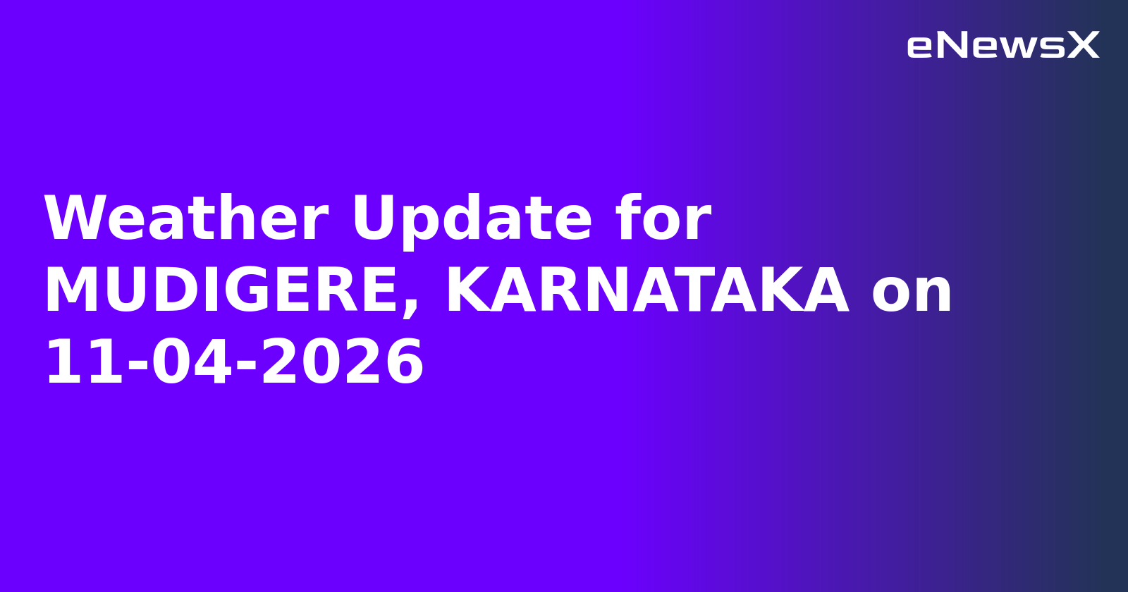 Weather Update for MUDIGERE, KARNATAKA on 11-04-2026