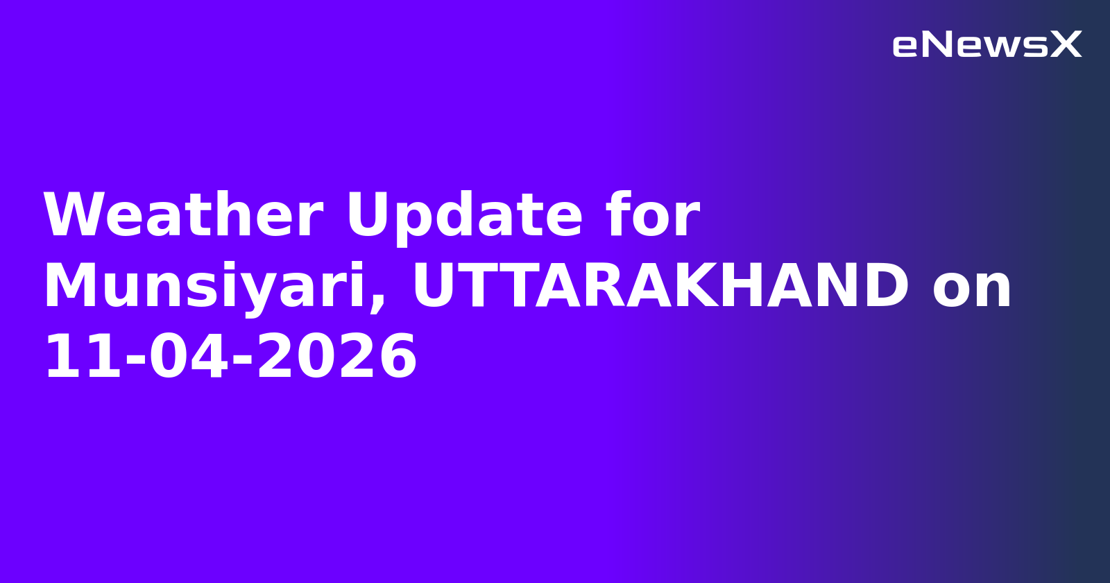 Weather Update for Munsiyari, UTTARAKHAND on 11-04-2026
