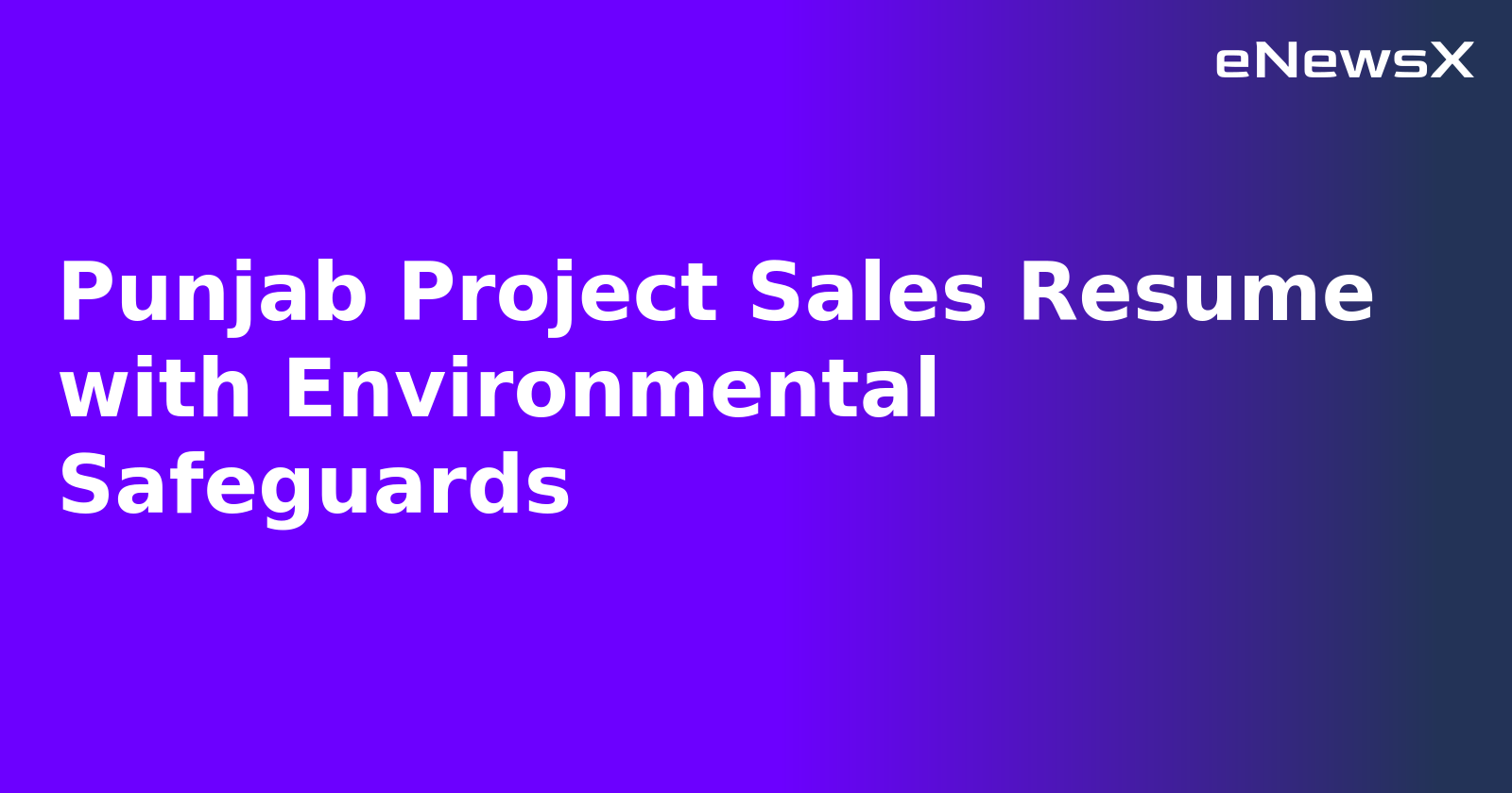 Punjab Project Sales Resume with Environmental Safeguards.webp