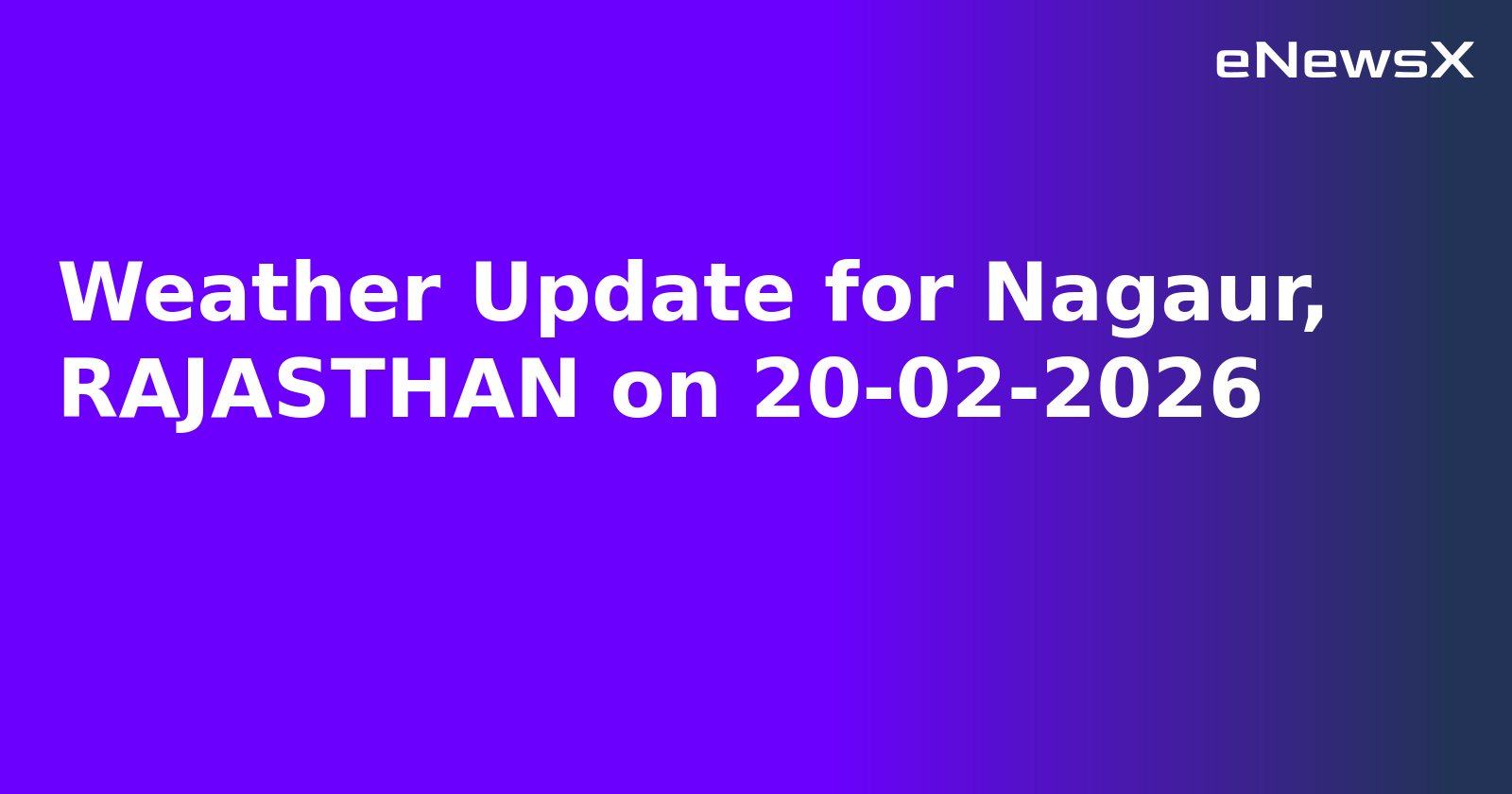 Weather Update for Nagaur, RAJASTHAN on 20-02-2026