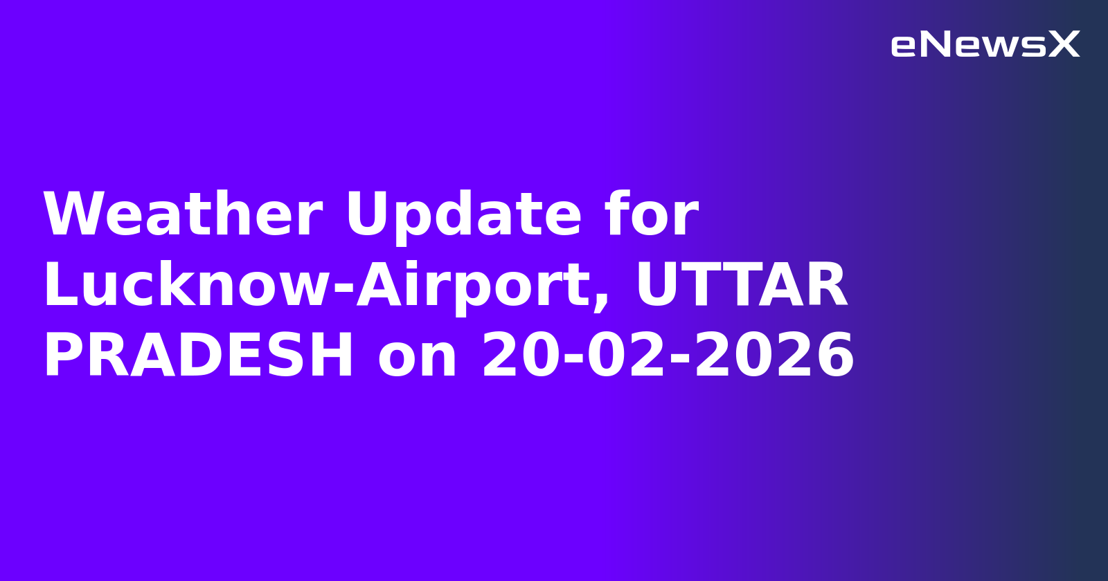 Weather Update for Lucknow-Airport, UTTAR PRADESH on 20-02-2026