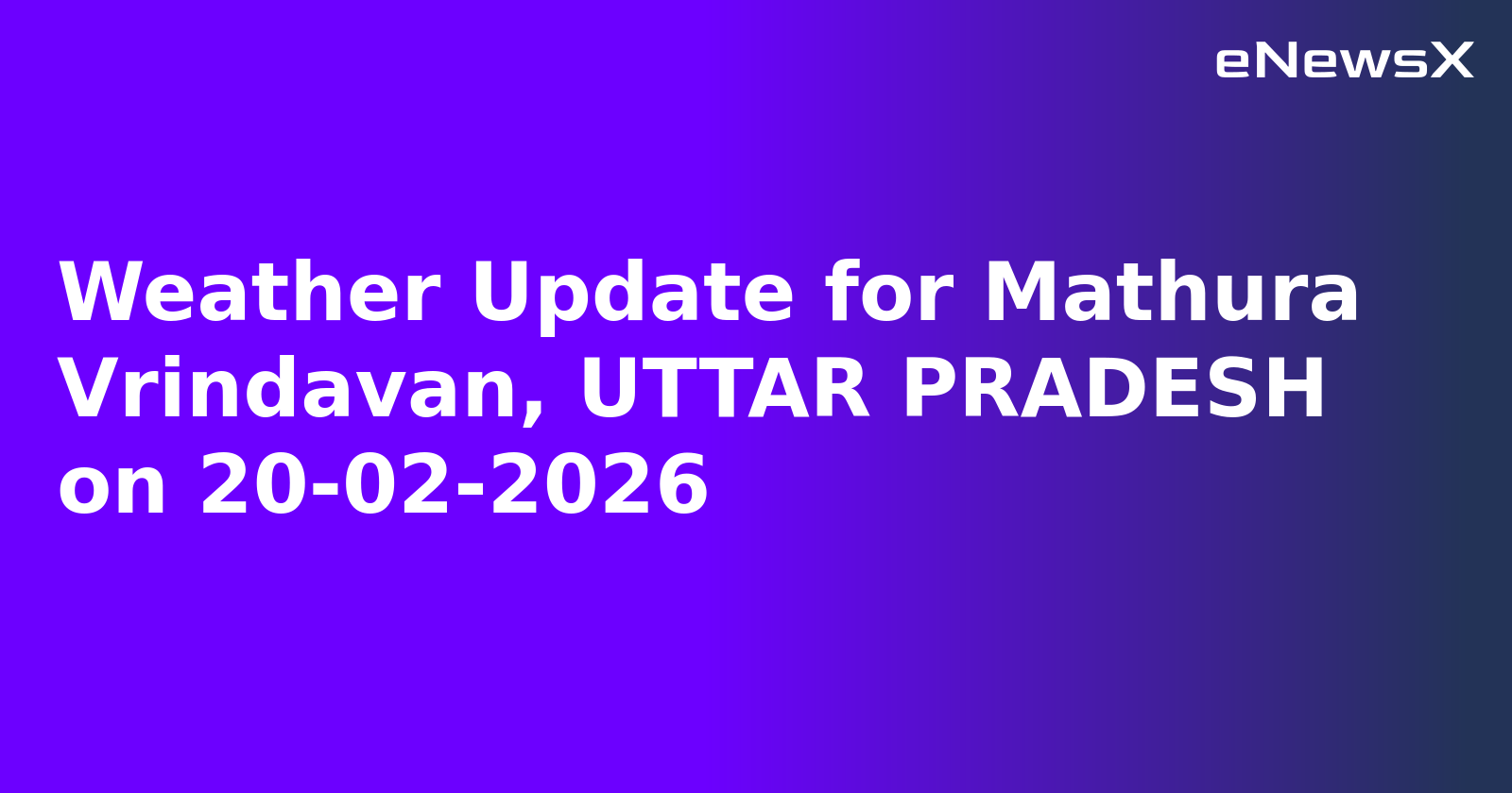 Weather Update for Mathura Vrindavan, UTTAR PRADESH on 20-02-2026