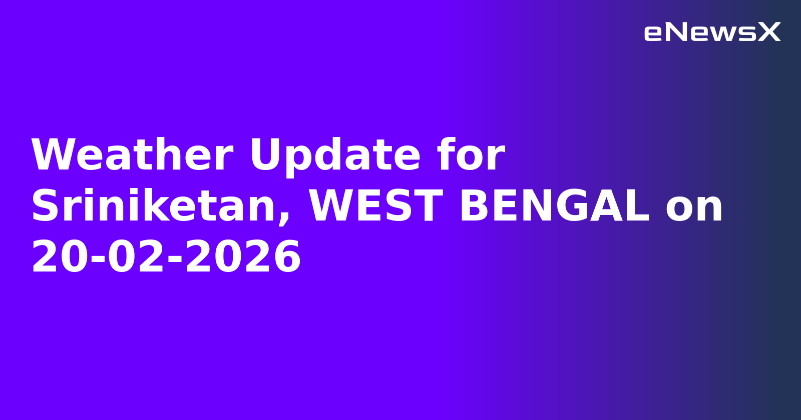 Weather Update for Sriniketan, WEST BENGAL on 20-02-2026