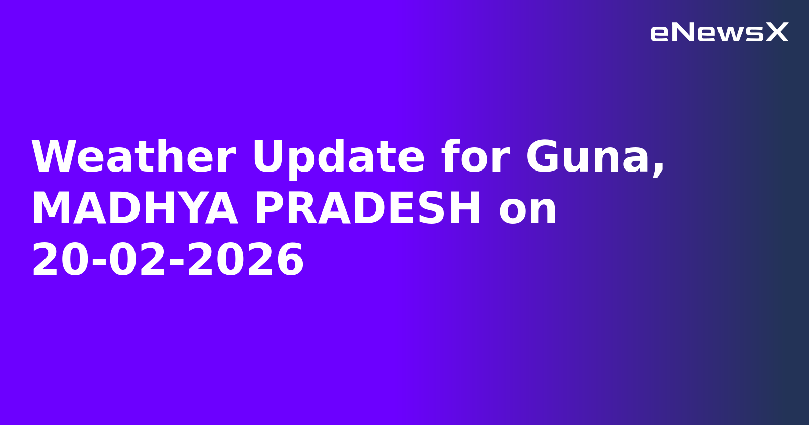 Weather Update for Guna, MADHYA PRADESH on 20-02-2026
