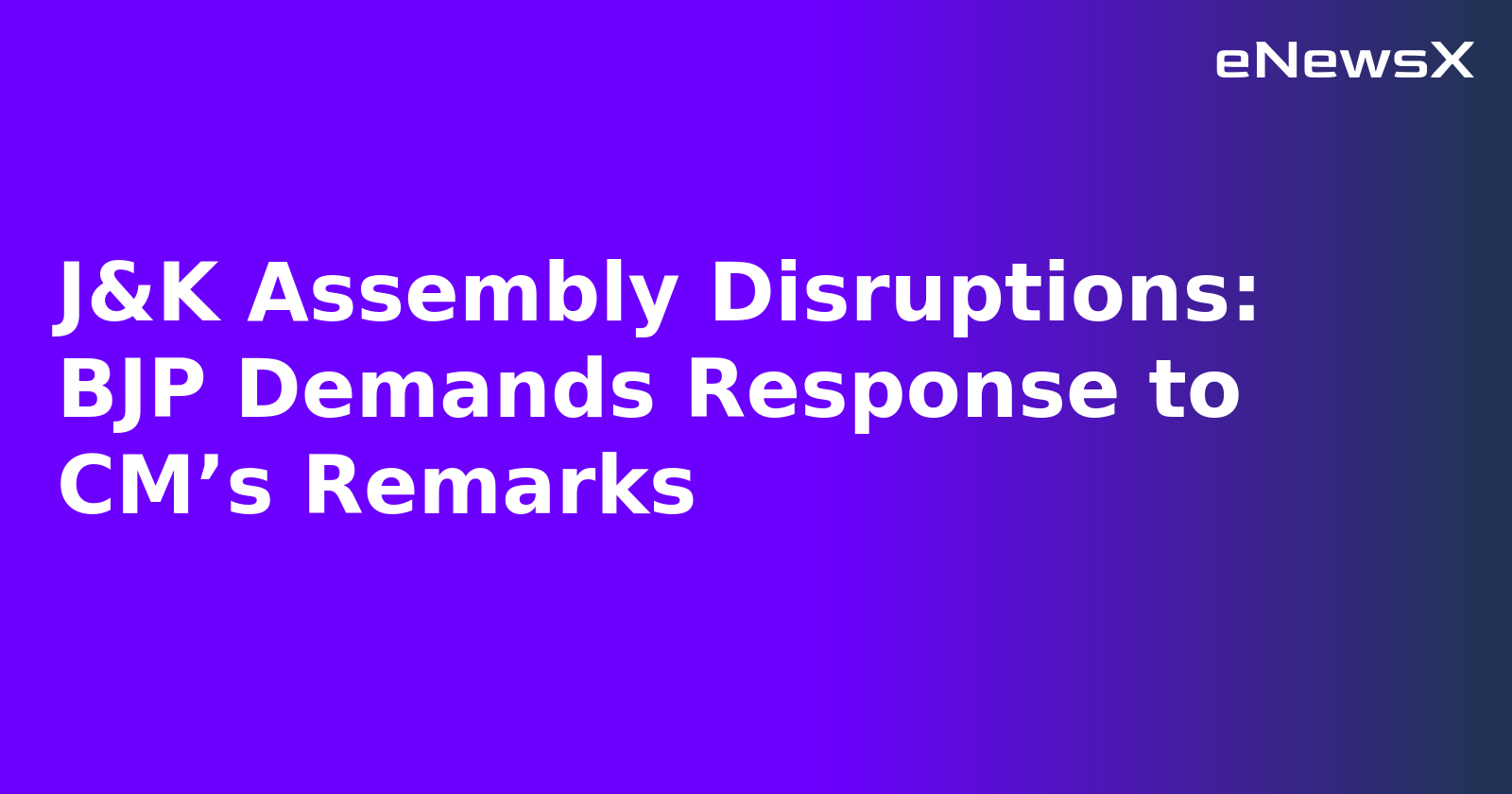 J&K Assembly Disruptions: BJP Demands Response to CM’s Remarks