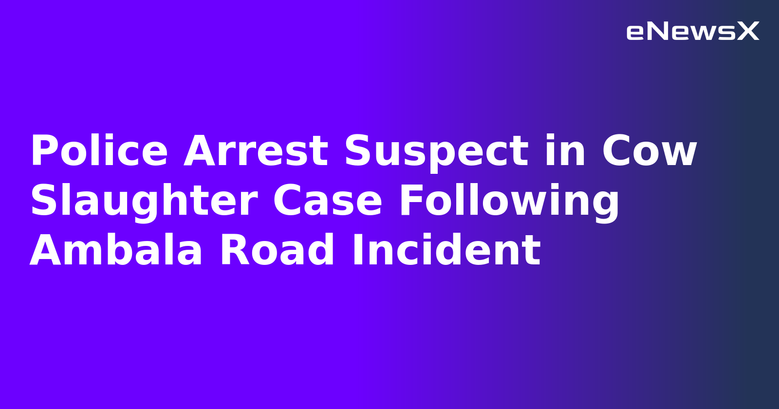 Police Arrest Suspect in Cow Slaughter Case Following Ambala Road Incident