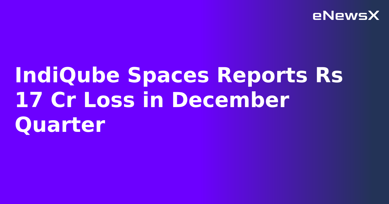 IndiQube Spaces Reports Rs 17 Cr Loss in December Quarter