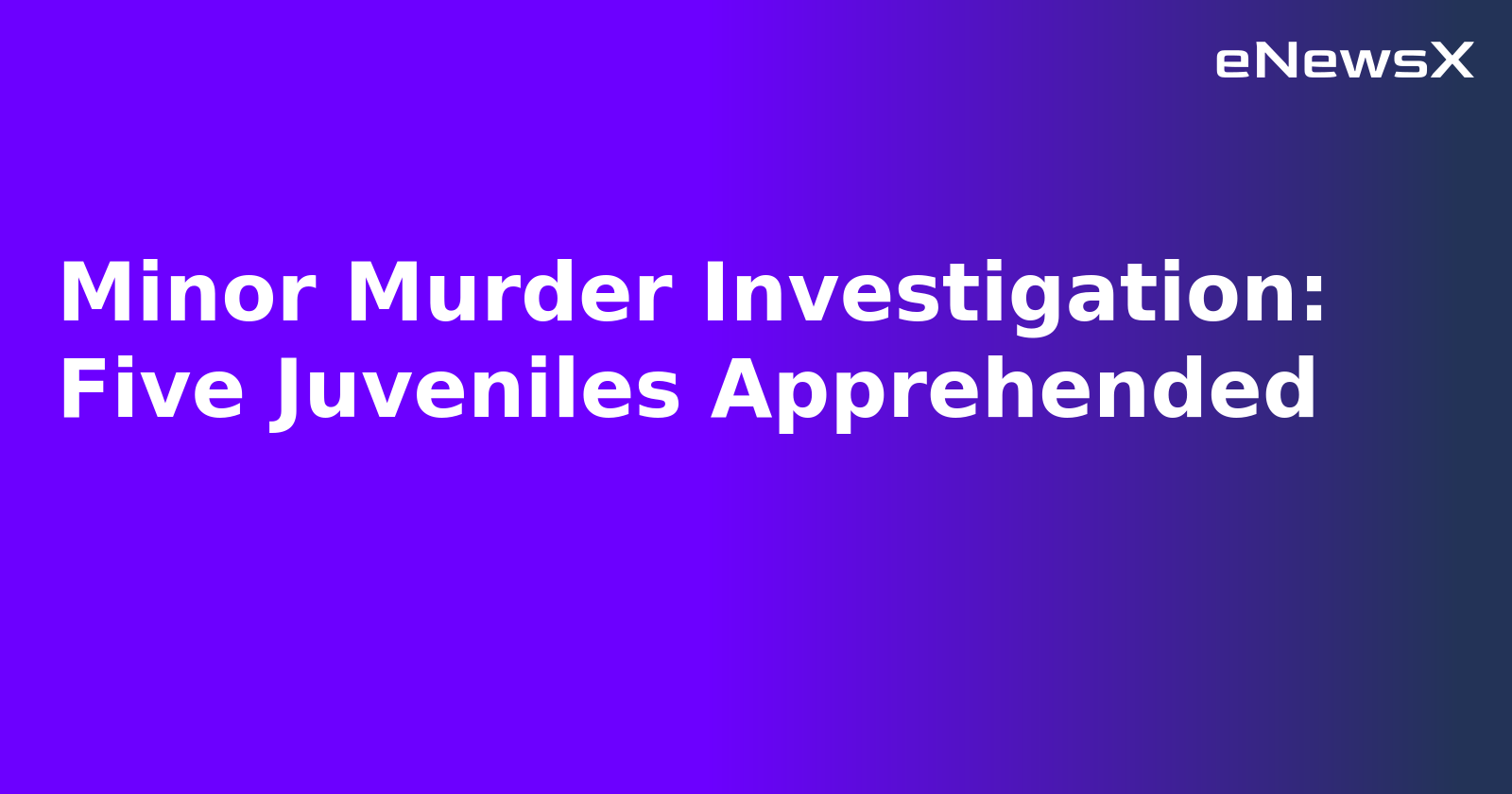 Minor Murder Investigation: Five Juveniles Apprehended