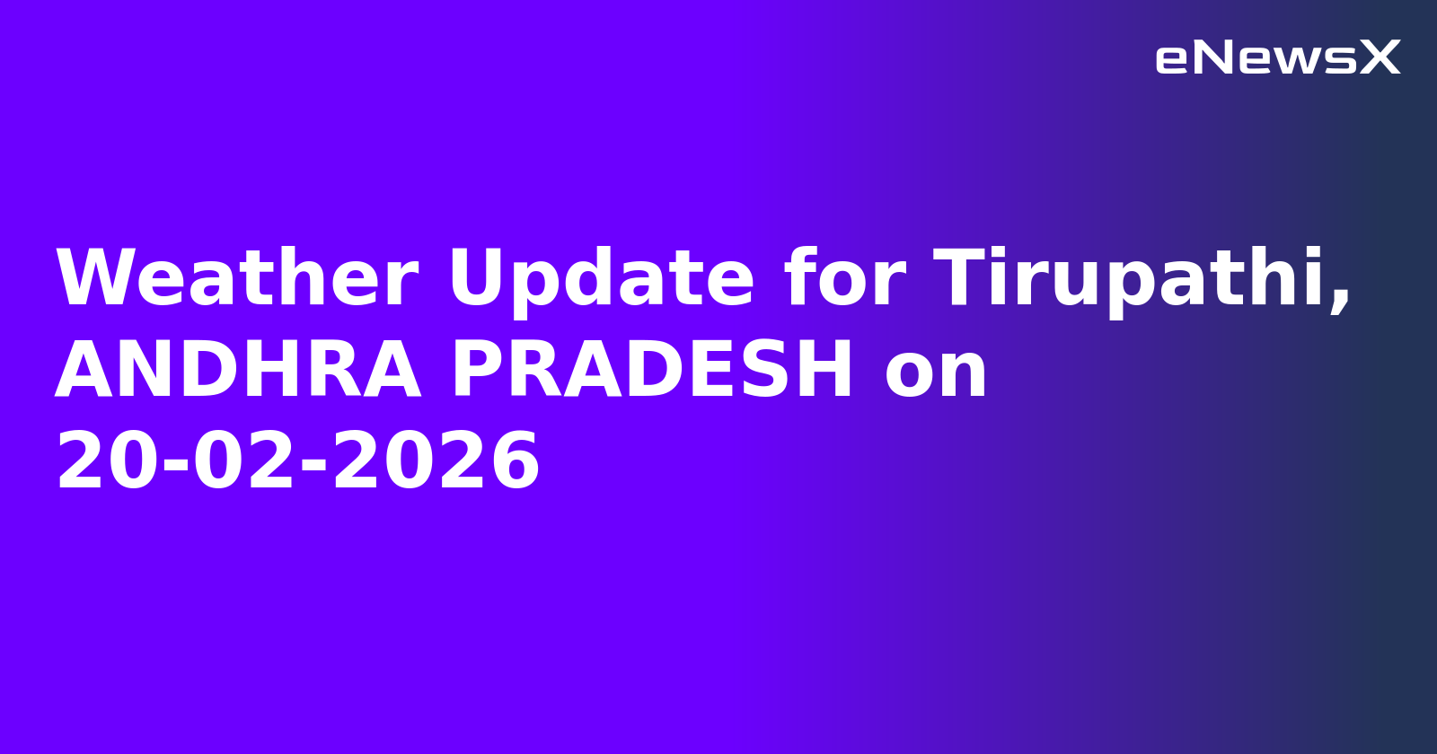 Weather Update for Tirupathi, ANDHRA PRADESH on 20-02-2026