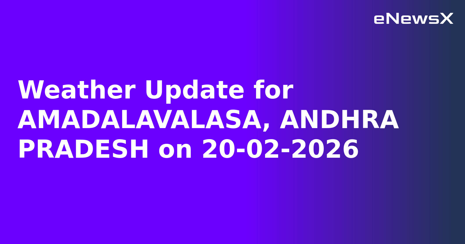 Weather Update for AMADALAVALASA, ANDHRA PRADESH on 20-02-2026