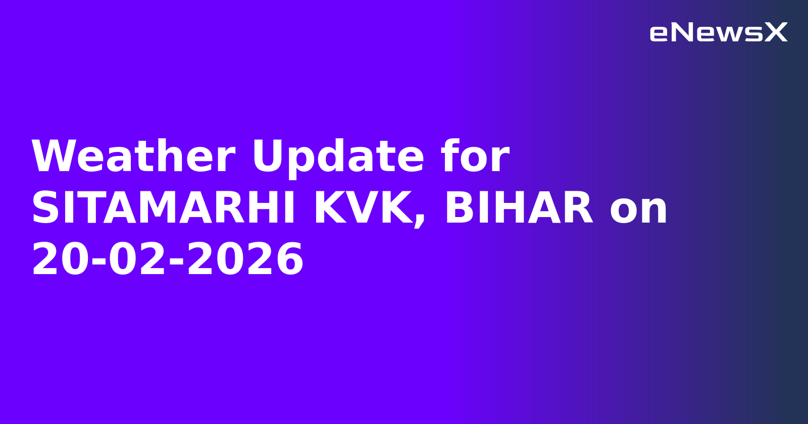 Weather Update for SITAMARHI KVK, BIHAR on 20-02-2026