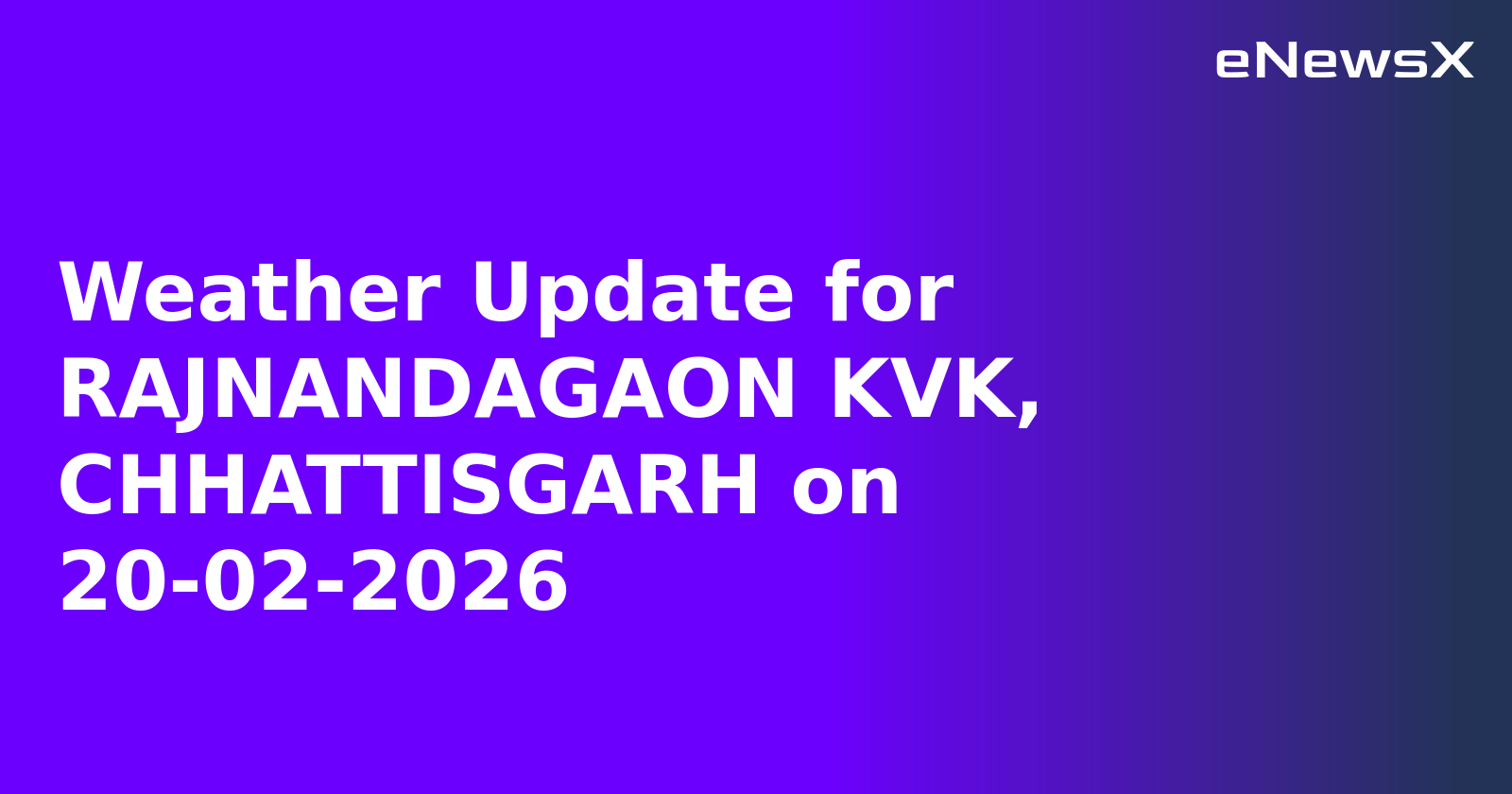 Weather Update for RAJNANDAGAON KVK, CHHATTISGARH on 20-02-2026